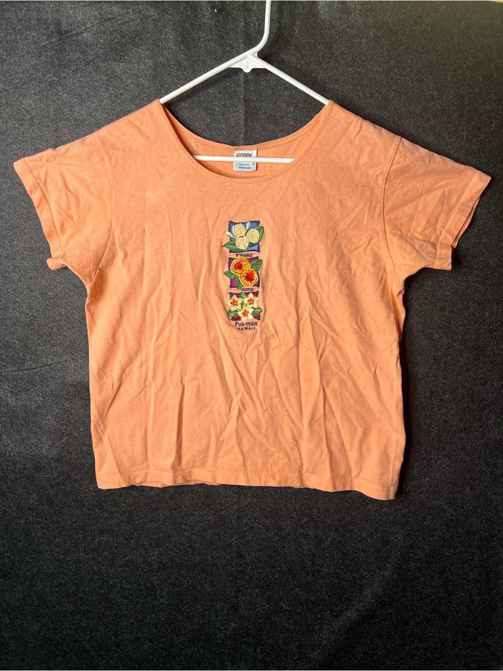 Vintage Crazy Shirts Hawaii 90s Pua-Male T-Shirt Peach Women’s Size M Tropical